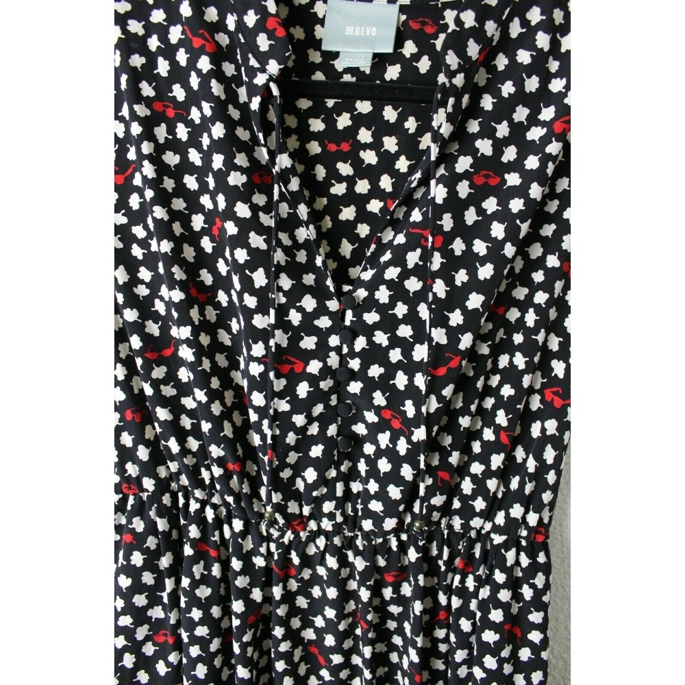 Maeve Anthropologie Short Sleeve Red Black White Dress Small - Picture 4 of 7